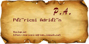 Páricsi Adrián névjegykártya
